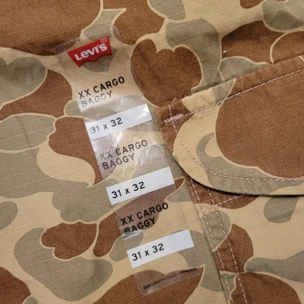 Levis 31x32 XX Cargo Baggy‎ Pants Green Frog Skin Camo Ripstop Hunting Utility